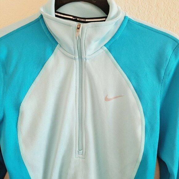 Nike Dri-Fit Two-Tone Blue Quarter 1/4 Zip Long Sleeve Pullover Size X-Small - Picture 4 of 9